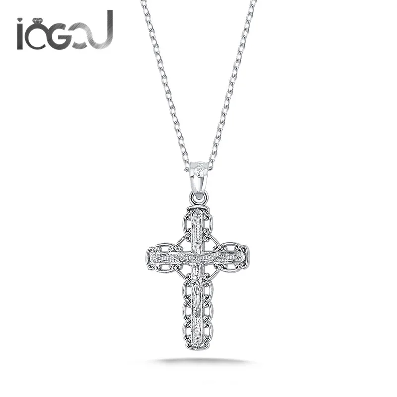 

IOGOU 925 Sterling Silver Pendants Jesus Cross Arrow Party Christ Charm Pendant For Necklace Hip Hop Jewelry Loves Gifts