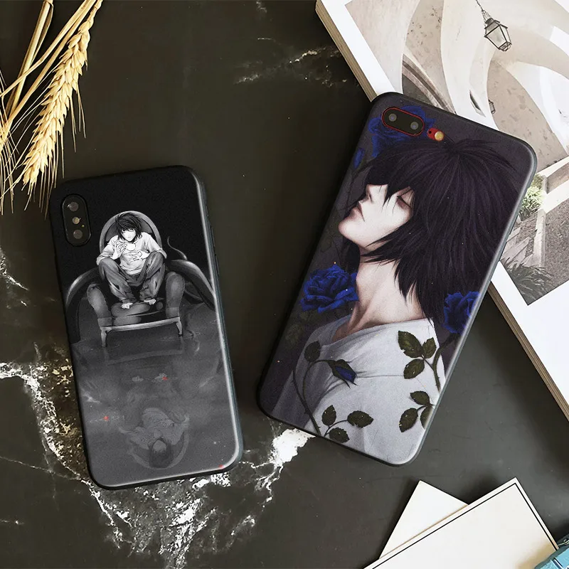 Kopen L Death Note Anime Coque Zachte Siliconen Telefoon Case Cover Shell voor Apple iPhone 6 6 s 6 Plus 6 sPlus 7 8 7 Plus 8 Plus X