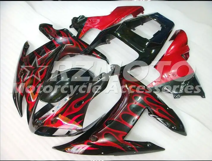 

New ABS motorcycle Fairing For YAMAHA YZF-R1 2002 2003 Injection Bodywork set black red flame cool ACE No.71