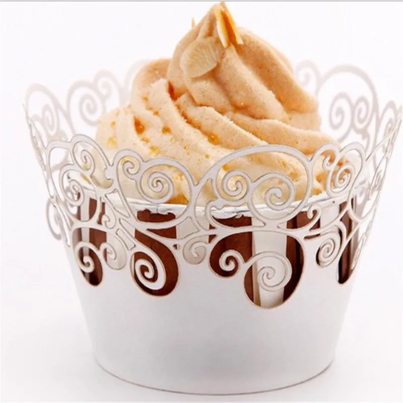 

12pcs/lot Little Vine Lace Laser Cut Cupcake Wrapper Liner Mold Baking Cup Hollow Paper Cake Cup DIY Baking Fondant Cupcake