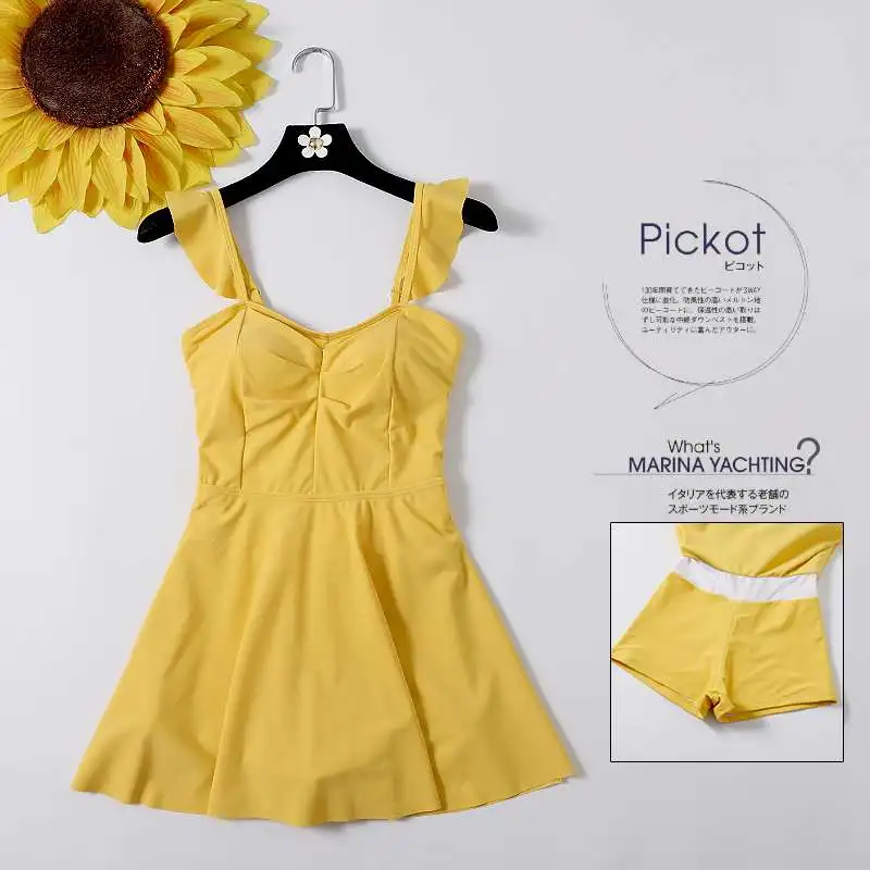 

2019 New Women Solid Yellow One Piece Swimsuit Swim Beach Wear Dress Summer Sexy Swimwear Swimming Sports Bathing Suit Beachwear