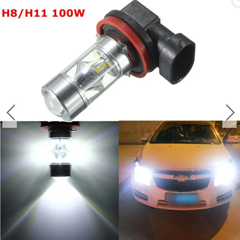 

2Pcs/Pack H8 H11 Fog Driving Light 6000K White Cree-3535 Chips 1100 LM High Power 100W LED Driving Car Head Light Lamp Bulb