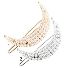 Винтажные минималистичные заколки с имитацией жемчуга, заколки для волос в форме полумесяца для девушек и девушек, металлические заколки для волос, роскошные ювелирные Заколки