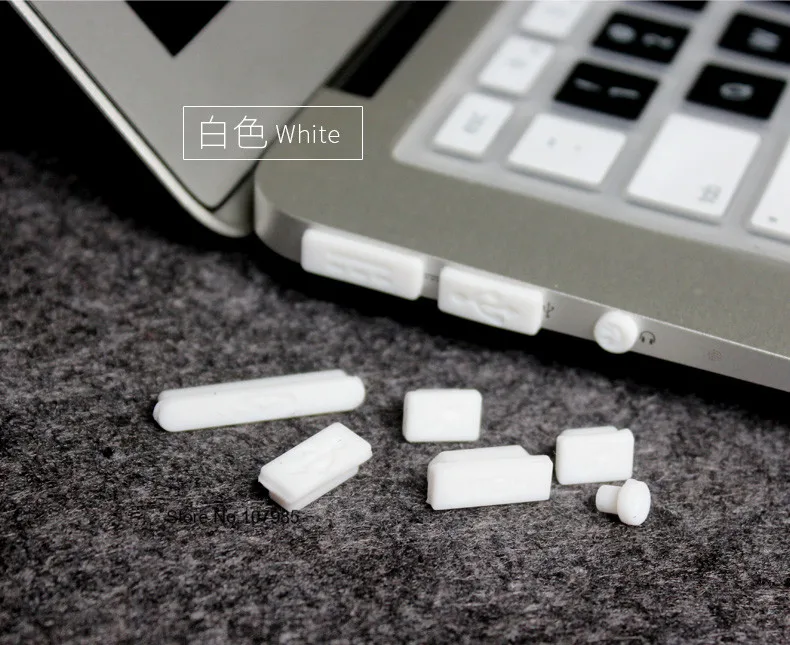Цветная мягкая силиконовая Пылезащитная заглушка для Macbook Pro 1" 15" A1278 A1286 порты для ноутбука резиновая Пылезащитная заглушка Пылезащитная Крышка Пробка - Цвет: White