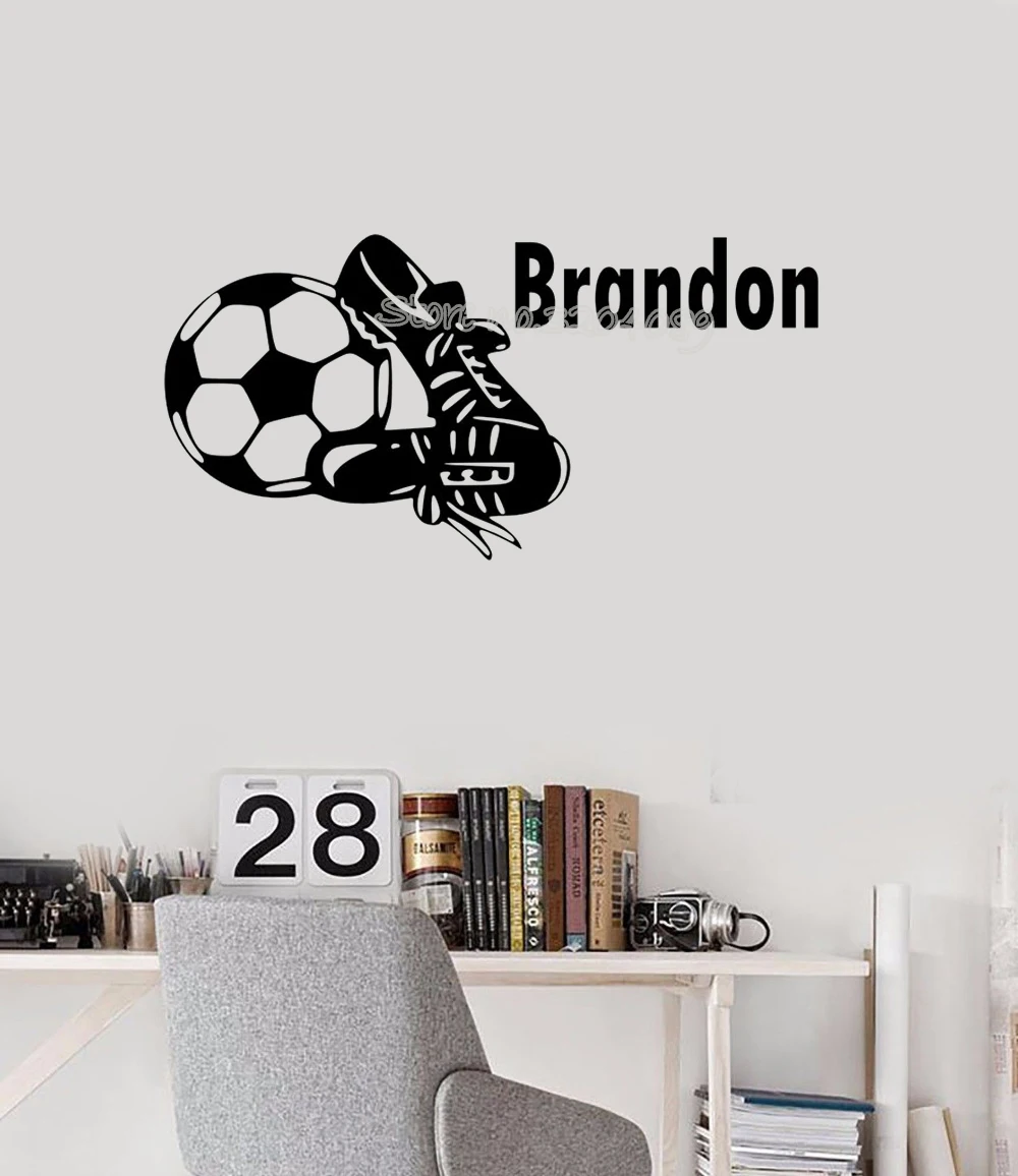 Football Shoes Custom Name Wall Stickers Handsome 