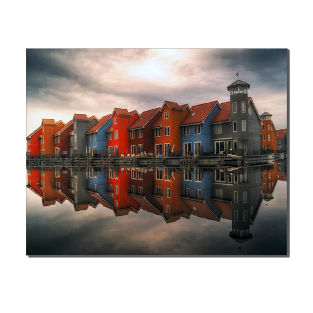 

Houses Buildings Lake Road Village Popular Canvas Wall Art For Home Store Office Decor Living Room Bedroom Decoration No Frame