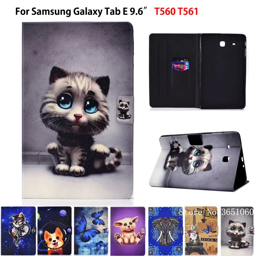 Симпатичный чехол с котом для Samsung Galaxy Tab E 9 6 дюйма T560 SM-T560 T561 чехлы-обложки