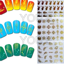 3D дизайн маникюра роскошный цветочный дизайн ногтей Наклейка для наклейка для дизайна ногтей задний клей Золотой доллар линия DIY стикер s