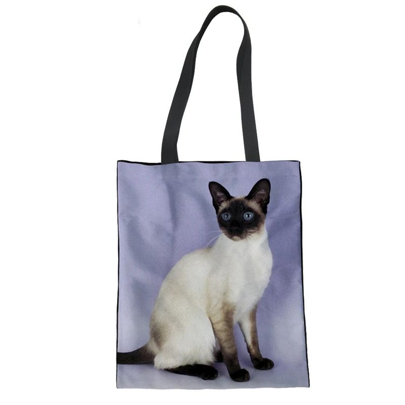 WHEREISART Яркая сумка для шоппинга Saco Compras Animal Siamese Cat женские матерчатые сумки хлопчатобумажная хозяйственная сумка на плечо - Цвет: LMF1271Z22