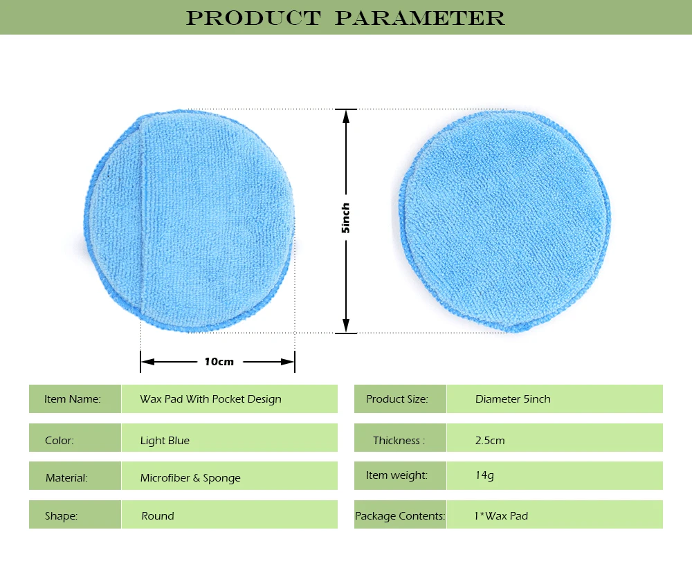 Аппликатор для воска, подушечка из микрофибры, диаметр 5 дюймов, инструменты для детализации, полирующая губка, после восковой депиляции, для автоматической очистки автомобиля, чистая деталь