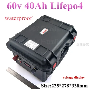 

60v 40Ah lifepo4 Battery 64v LFP Waterproof Case 50A BMS FOR solar RV 3000w scooter electric bike motor lbs 73v 10A charger