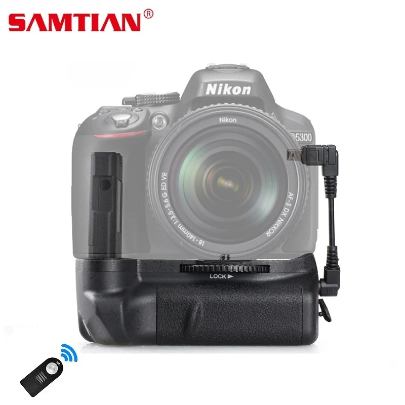 

SAMTIAN Vertical Battery Grip For Nikon D5100 D5200 D5300 Camera Battery Handle Work with EN-EL14 Battery Gift Remote Control