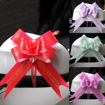 

100pcs Beige/champagne/white 45mm love heats Pull Bow ribbon for bouquet Gift Packing Valentine's Day Party Wedding Car Decor