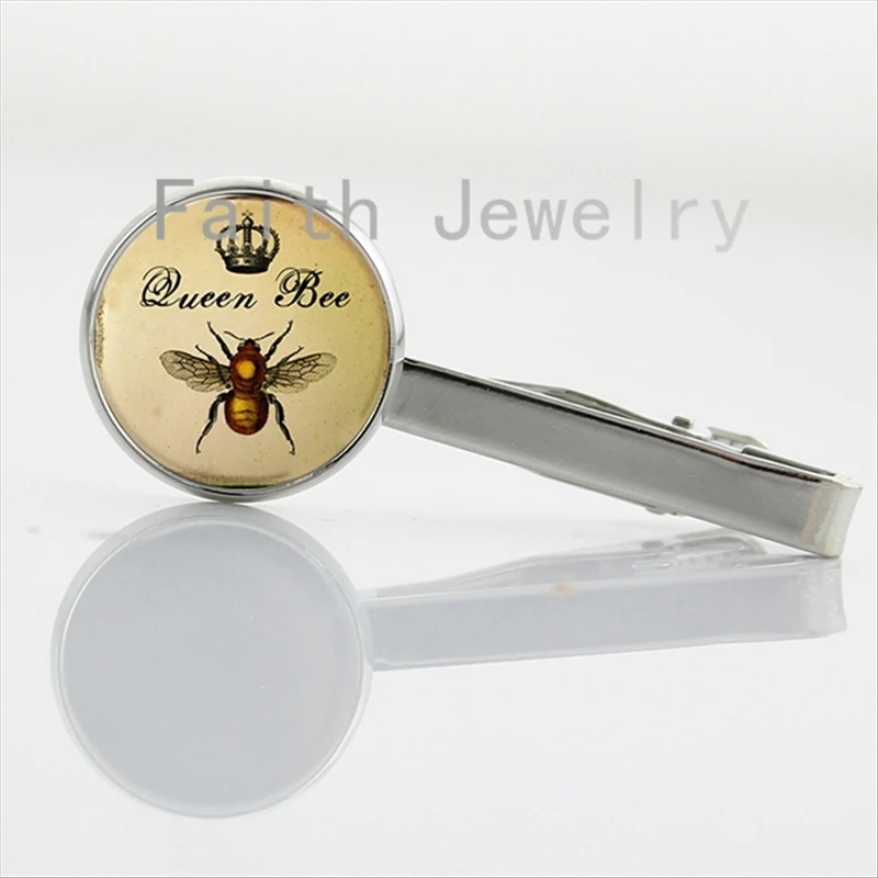 

Vintage Queen Bee tie clips Entomology Honeybee Bumble Bee Diva Art Necktie Bar Clasp Clamp Pin insect gift zoology gifts NS121