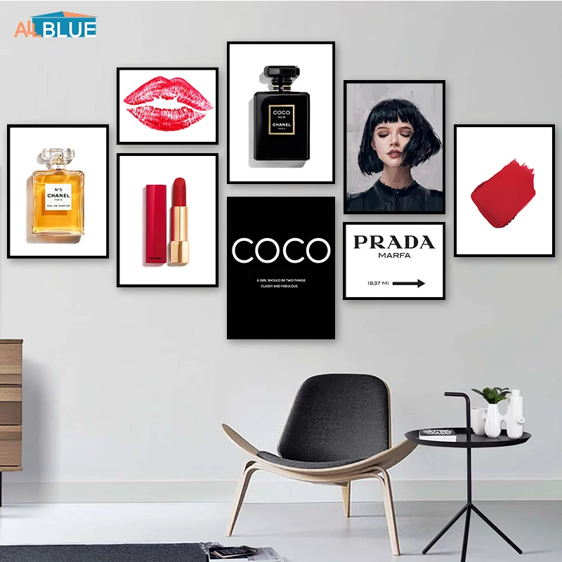 Fashion Canvas Art Poster Wall Pictures Women Modern Black Perfume Fashion Canvas Art Poster Wall Pictures