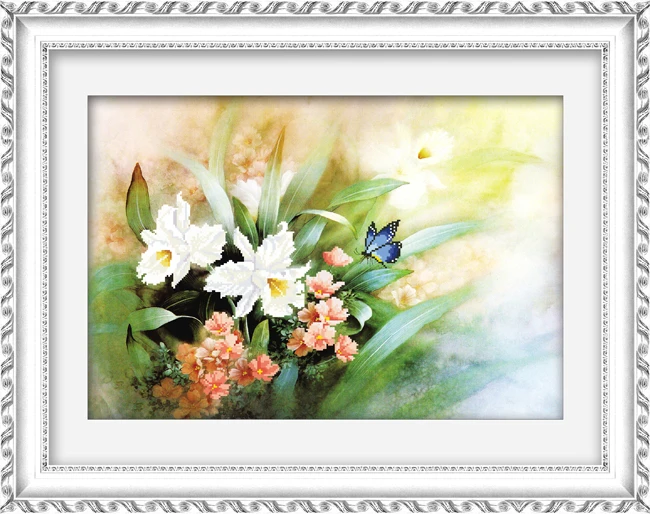 

Needlework,DMC DIY Cross stitch,Embroidery kit set,Butterfly Lily floral Flower Cross-Stitch painting wall decor Wholesale