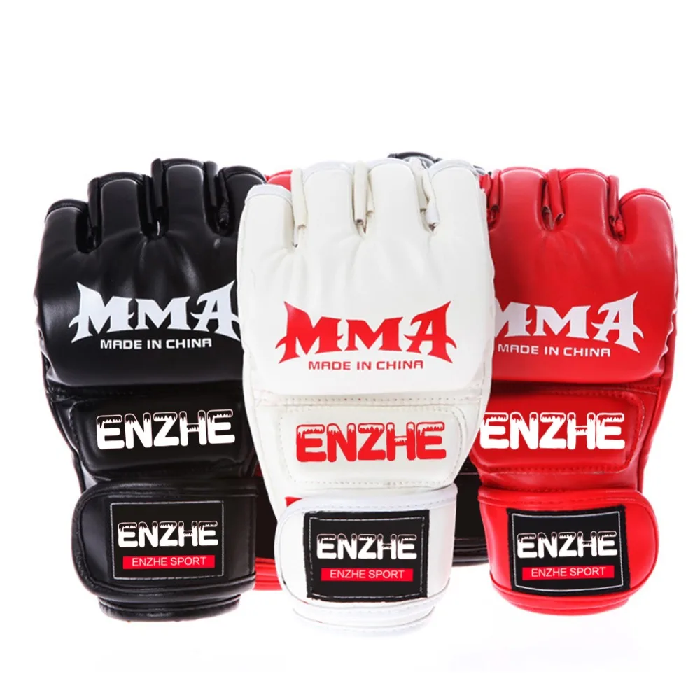 

Boxing Gloves MMA Gloves Muay Thai Training Gloves MMA Boxer Fight Boxing Equipment Half Mitts PU Leather Black/Red