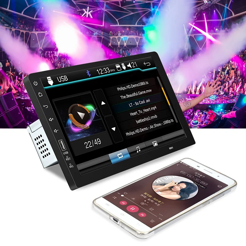  2 Din Car Radio 9 pulgadas de prensa completo enlace espejo coche estéreo reproductor Multimedia Mp