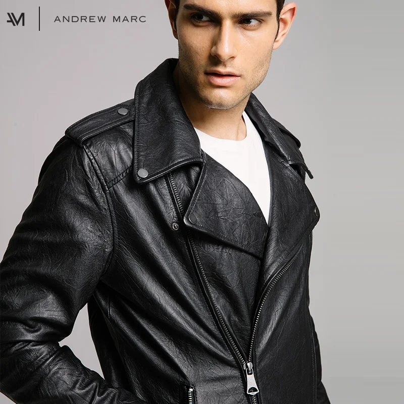 ANDREW MARC 2017 Top Brand Man Genuine Sheepskin Leather