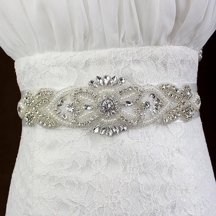 

Women's Rhinestones Pearls Beads Handmade Belt Wedding Dress Belt Accessories Marriage Bridal Sashes