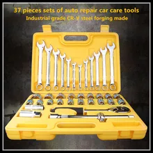 37 piece combination sleeve tool combination auto repair tools hand tools ratchet wrench tool kit.