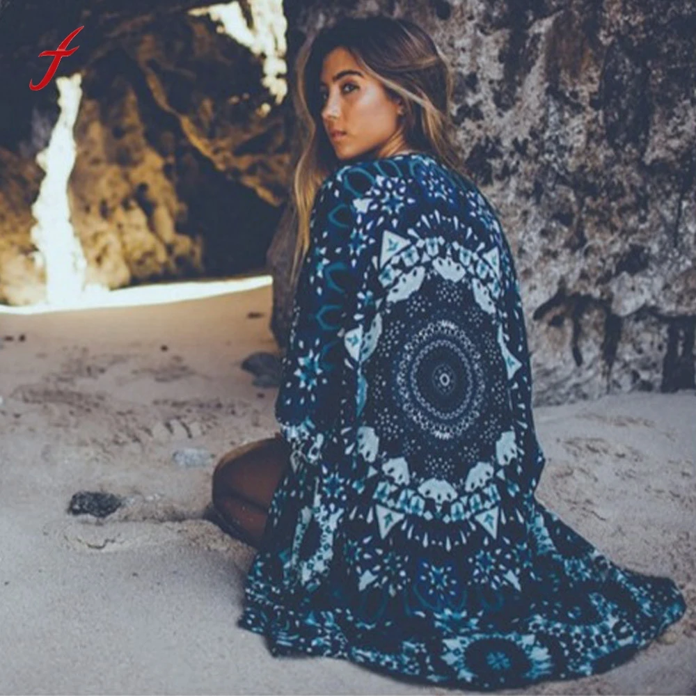 

Feitong 2019 Women Chiffon Blouses s Floral Cardigan Women Tops Batwing Blouse Kimono Cardigan Chemise Femme Cover Up
