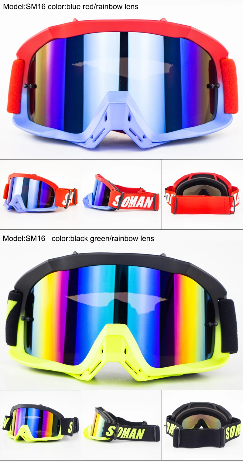 SOMAN SM16 New Motocross Off Road Goggles Dirt Bike Oculos Motorcycle Cycling Goggle Moto Bike Gafas Sport Okulary