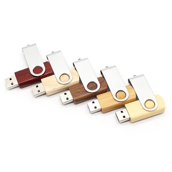

Natural Wooden USB 2.0 Flash Drives 16GB Metal Wood Mini Pendrive 32GB 128MB 4GB 8GB Memory Stick Flashdisk Rotation Pen Drive