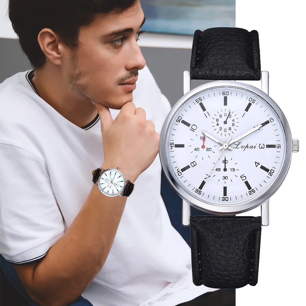 

New Selling Man WatchTemperament Scale Disc Men' s Business Quartz Wristwatches Simple Clock Top Brand Lvpai Montre Homme@50