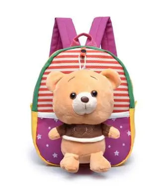 Plush backpacks toy bear Kids plush bags Dolls&Stuffed Toys Baby kindergarden School Bags children mochila for 2-5years - Цвет: purple bear