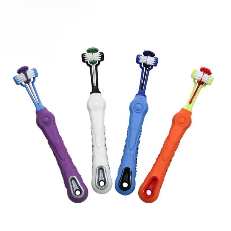 

Pet Dog Cat Three-sided Toothbrush Pet Dental Care Toothbrush Massage Brush Cleaning Supplies
