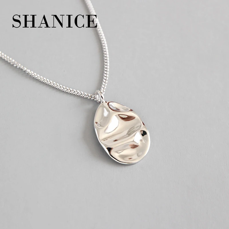 

SHANICE 2018 women sexy layer christmas gift Irregular Concave and Convex drop charm silver chocker choker silver 925 necklace