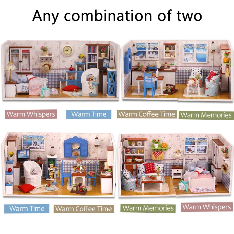 2 в 1 DIY мебель миниатюрный кукольный домик 3D модель деревянные Miniaturas Casa куклы