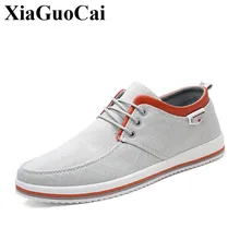Новинка; повседневная обувь; мужские лоферы; дышащие больших размеров; парусиновая Обувь На Шнуровке; легкая мягкая мужская обувь для вождения на плоской подошве с круглым носком