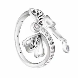 Diy серебряные подвески кольцо Симпатичные Diy Стрекоза Кристалл Свадебные Кольца для женщин ювелирные изделия