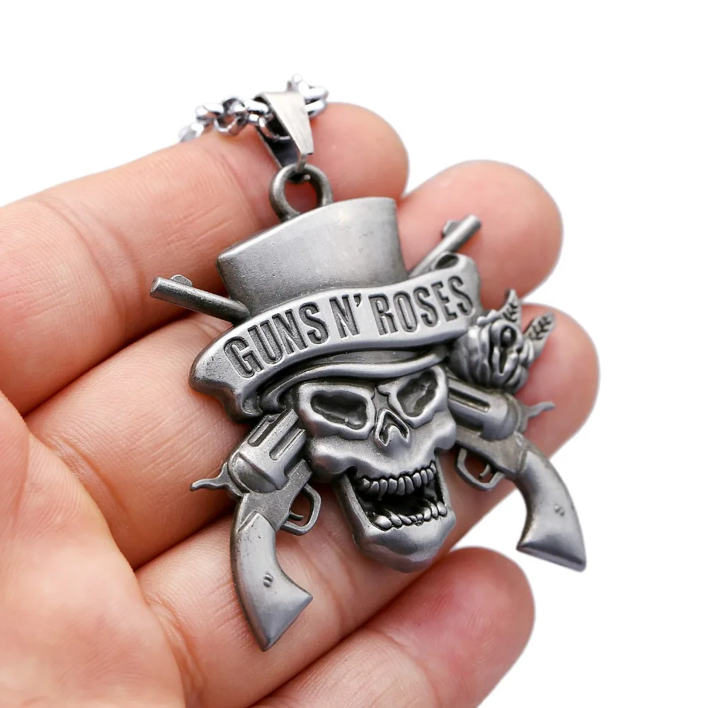 Пистолеты n' Roses g n R НРГ Скелет Кулон Цепочки и ожерелья украшения для модных