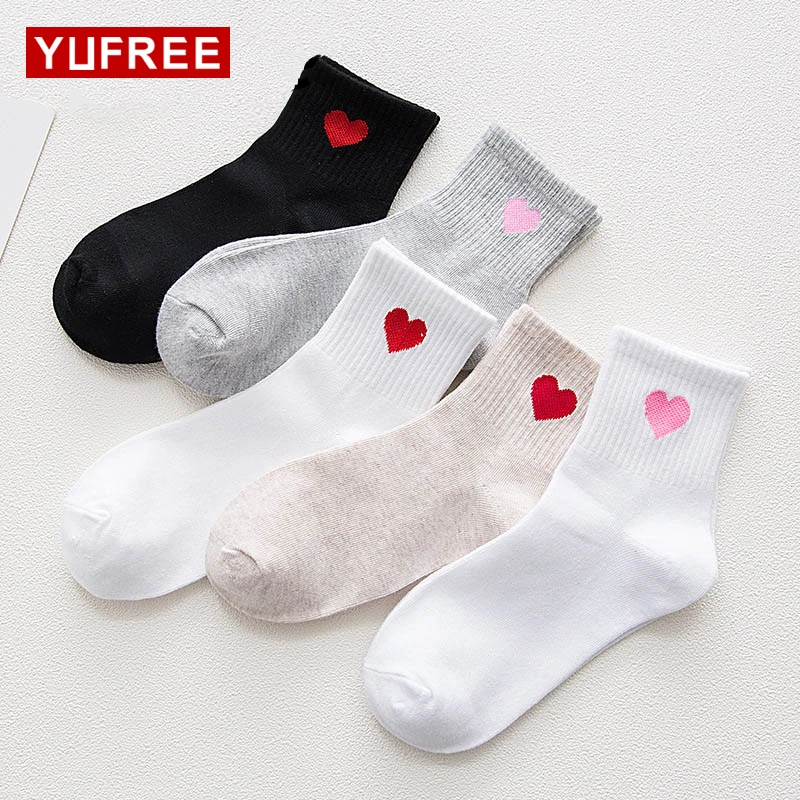 Yufree 2017 осень зима Для женщин Любовь носки без пятки одноцветное Цвет 100% хлопок