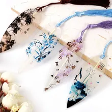 1 шт. милый классический элегантный Творческий кисточкой Закладка Китайский ветер натуральный коллекционные листья с прожилками закладки студенческие канцелярские принадлежности