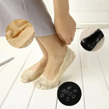

Womens Cotton Lace Antiskid Invisible Liner Socks Elastic Comfy Female Summer Spring Boat Socks Low Ankle Short Socks