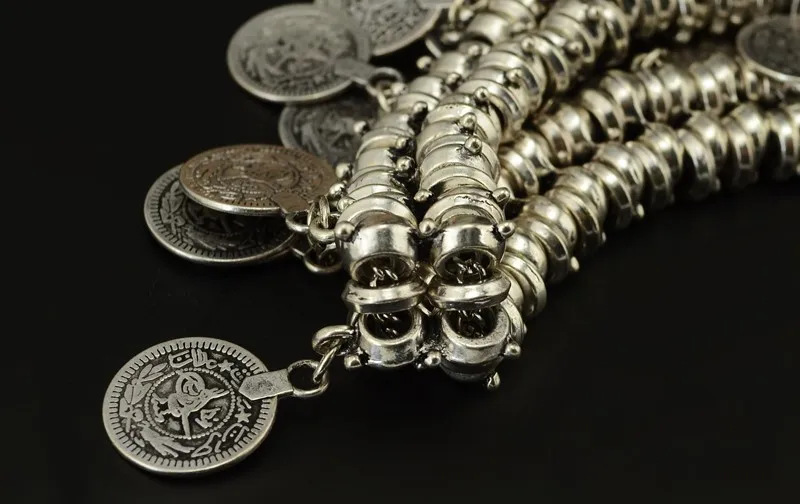 Богемный этнический серебряный металлический турецкий Цыганский индийский Коачелла пляжный чокер нагрудник монета кисточка воротник ожерелье для женщин девушки ювелирные изделия