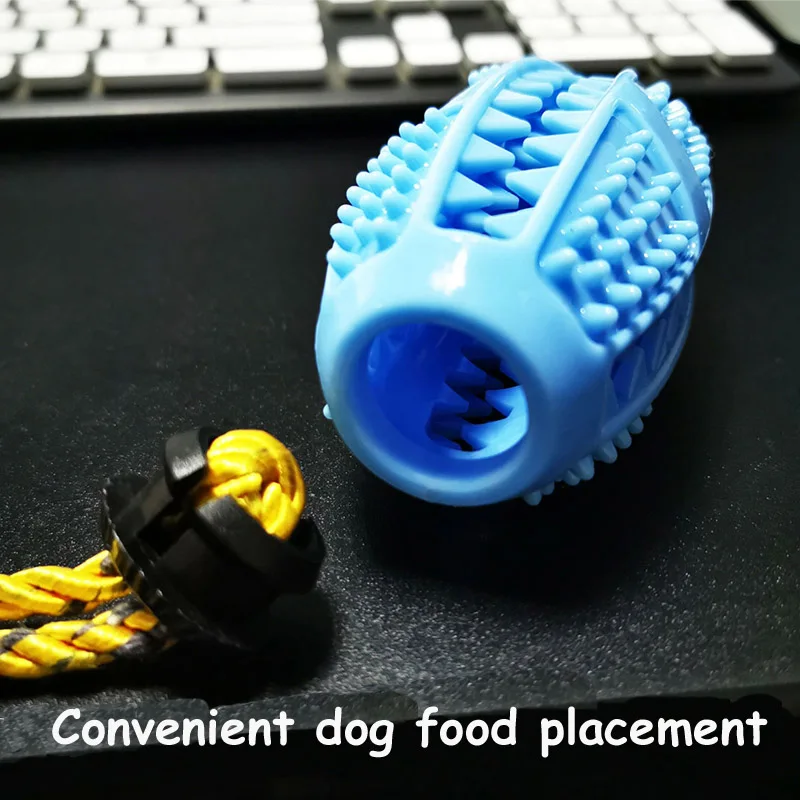 Новая зубная щетка для собак, собачья палочка для чистки, протекающая пищевая игрушка для укуса, многофункциональная зубная щетка для собак - Цвет: Синий