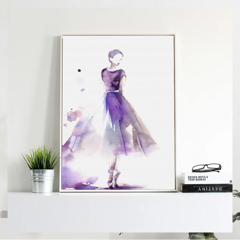 Постер в скандинавском стиле акварельная танцующая девушка Картина на холсте