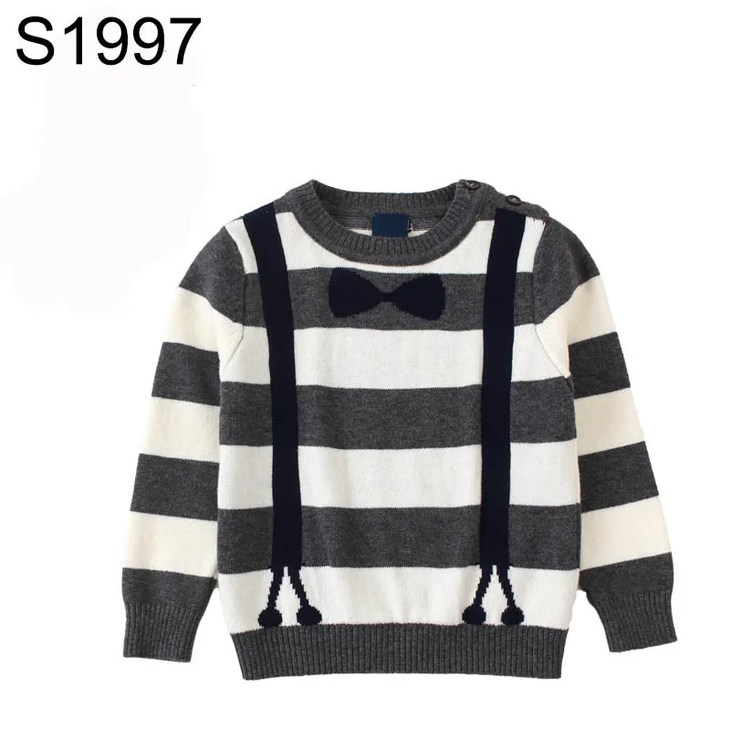 New Autumn Toddlers Boys Sweaters Children Pullover Knitted Baby Kids Bow Pattern Striped Clothes Coats Free Shipping |