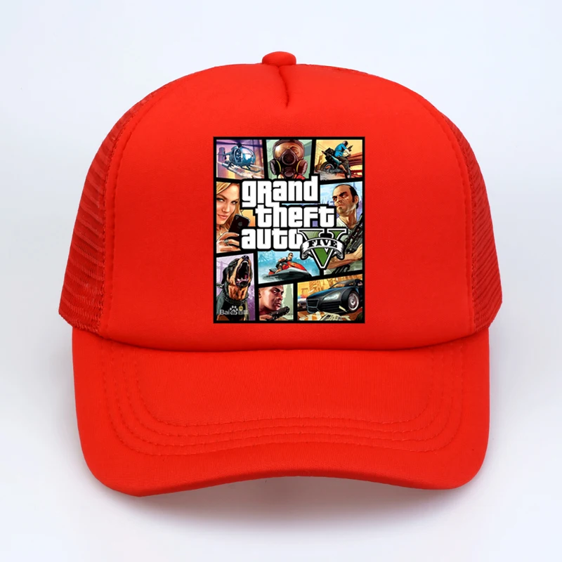 Мода Grand Theft Auto V 5 GTA 5 бейсбольные кепки Горячие игры GTA 5 фанатов кепки крутые летние сетчатые кепки для водителя грузовика - Цвет: Красный