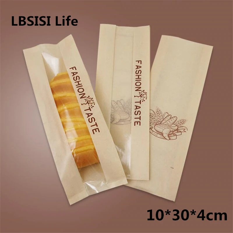 Бумажная багета LBSISI Life 50 шт. упаковка для хлеба и масла оконная сумка выпечки