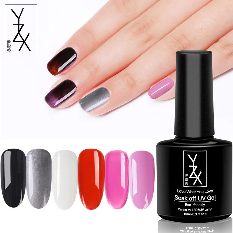 YZX New 6Bottle Mixed Nail Gel Set Cat's Eye Silver Translucent Red Amber Coloured Glaze Enamel Creative Glass 10Ml Varnish | Красота и