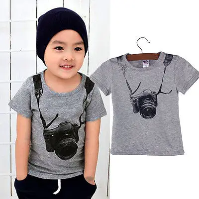 

Kids Summer Clothing Boys Camera Short Sleeve Tops O Neck T Shirt Tees Clothes