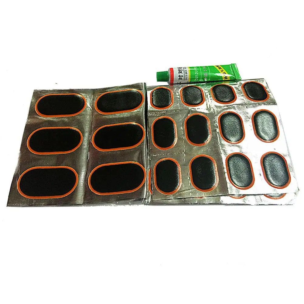 

48 Pcs+1 Glue High Quality Round Motorcycle battery car mountain bike tire Rubber Patch Piece Cycling Puncture Repair Tools Kits
