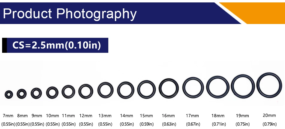 100 шт./лот Черный NBR уплотнительное кольцо 2,5 мм Толщина 7/8/9/10/11/12/13/14/15/16/17/18/19/20 мм OD уплотнительное кольцо Уплотнительная резиновая прокладка шайба