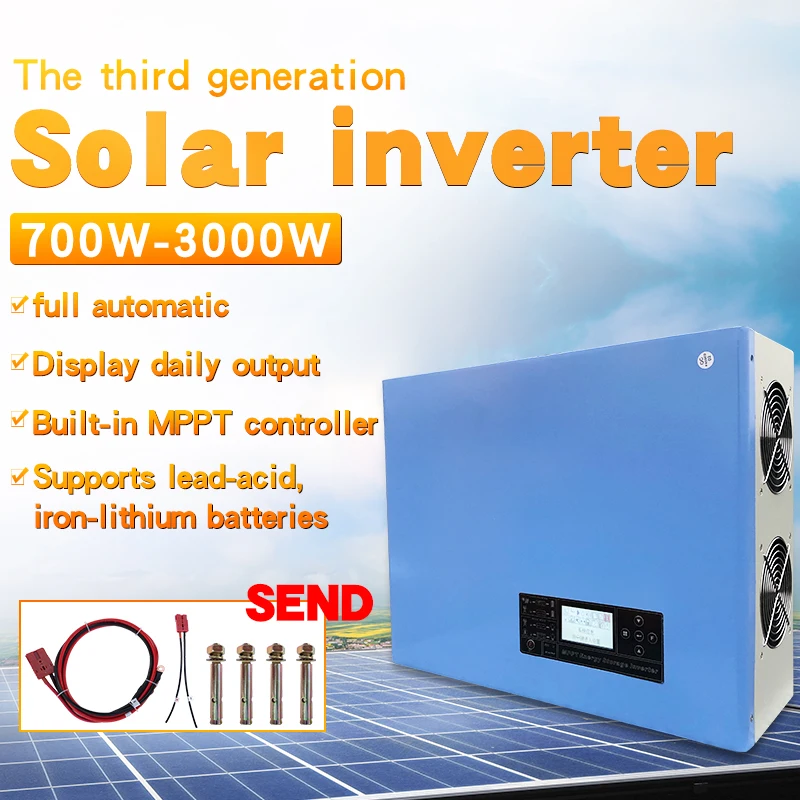 

off-grid soalr Hybrid power frequency pure sine wave inverter DC 12V 24V 48V to AC 220V build in MPPT charge controller 700W3000